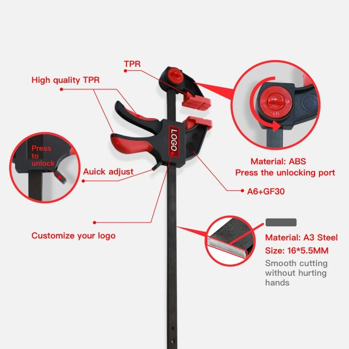 F-Clamp Heavy Duty Ratcheting Bar Clamp Quick Wood Carpenter Tool Bar Clamp