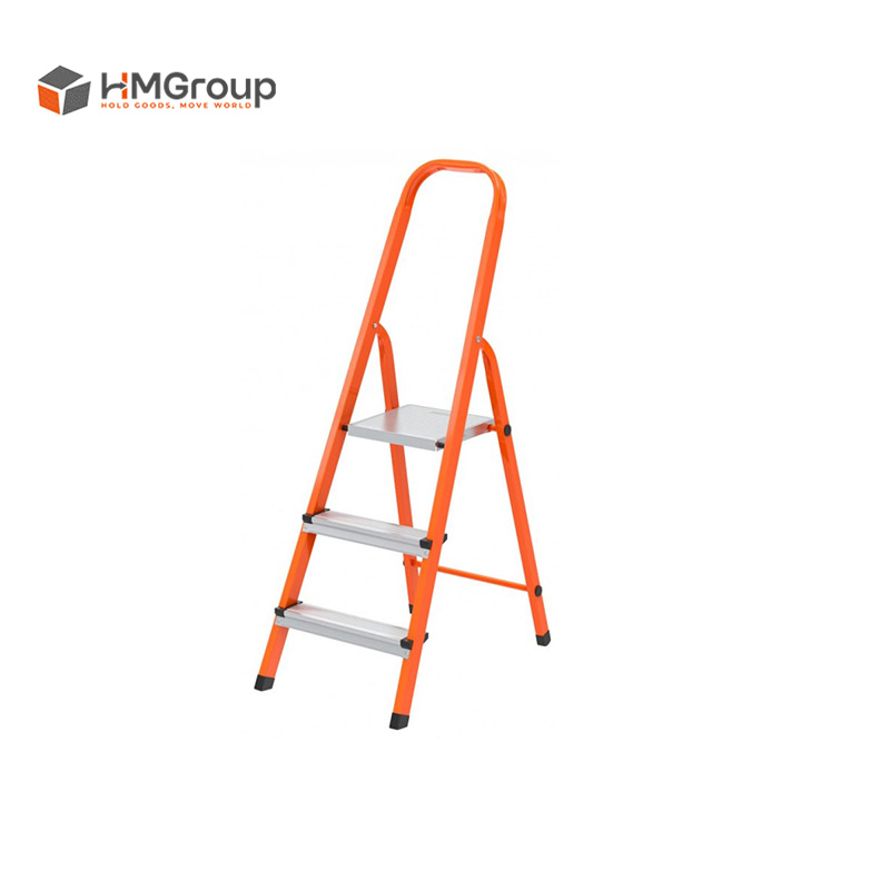 Supermarket Warehouse Industry Movable Steel Metal Ladder with Wheels