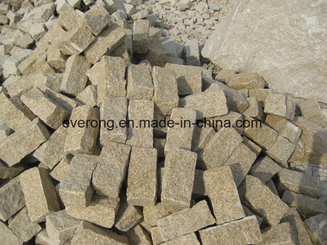 Natural Cobble Stone Granite Cubic Yellow Paver for Outdoor Driveway, Garden