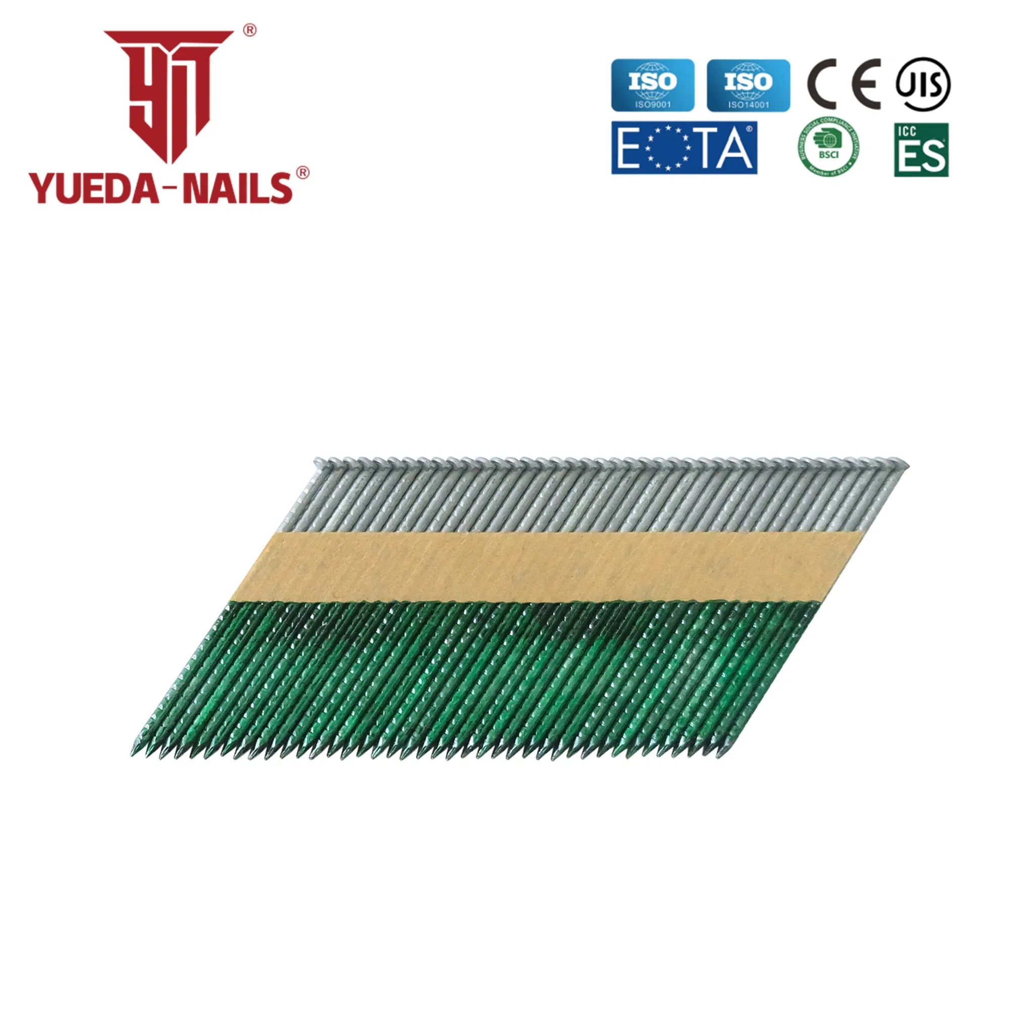 Shanghai Yueda 28/34 Degree Bright/Polish/Eg/SS304/SS316 Smooth/Screw/Ring/Groove Paper Tape Strip/Framing/Plastic Strip/Coil/Loose/Bulk/Da Nails for Nailer