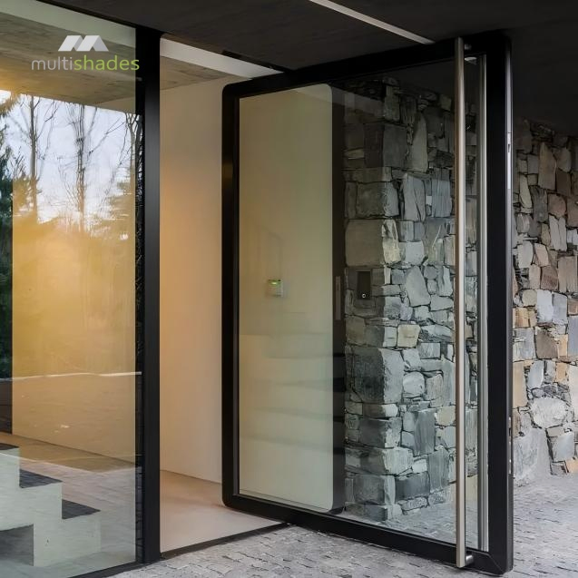 Multishades Premium Luxury Pivot Door Tempered Glass Concise Design Aluminum Profile Security Entrance for Villa