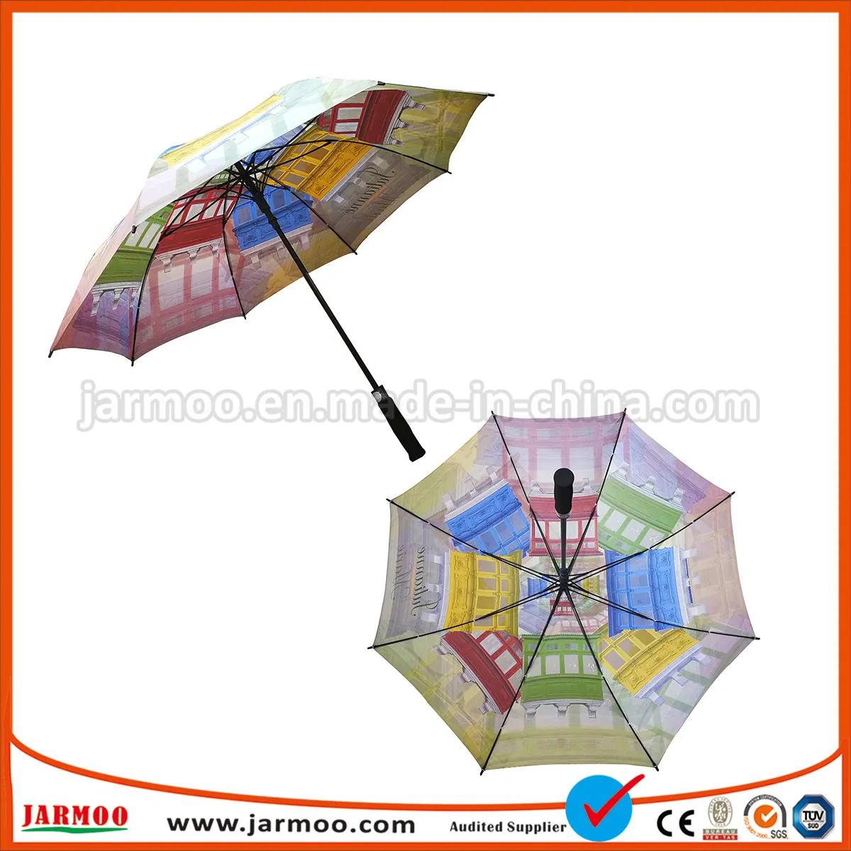 High Quality Manual Open Long Shaft Umbrella Windproof Golf Umbrella