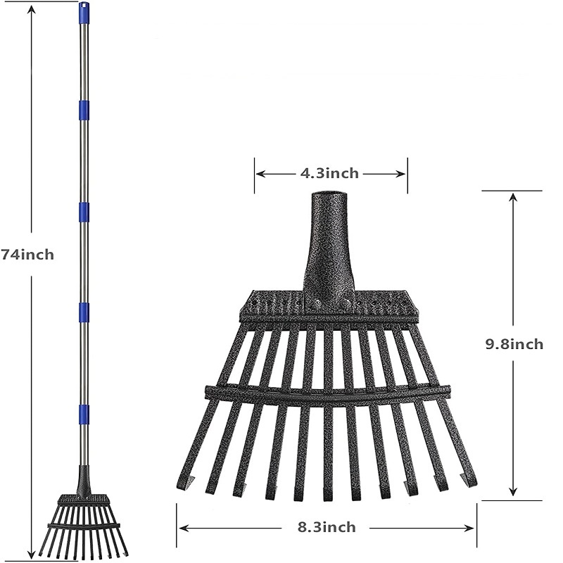 Aluminum Handle Leaf Agricultural Tool Grass Lawn Farm Rake