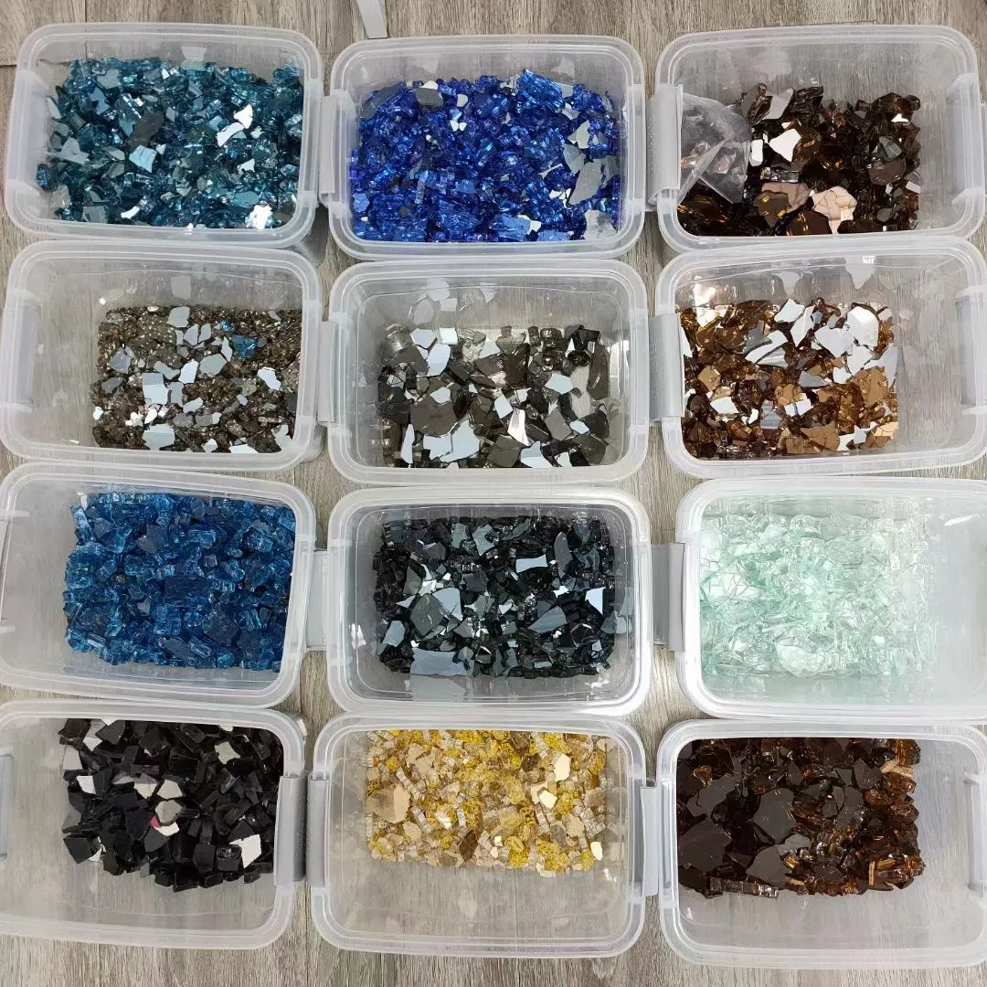 1/2" Cobalt Blue Reflective Fire Glass Chips Crushed Tempered Glass