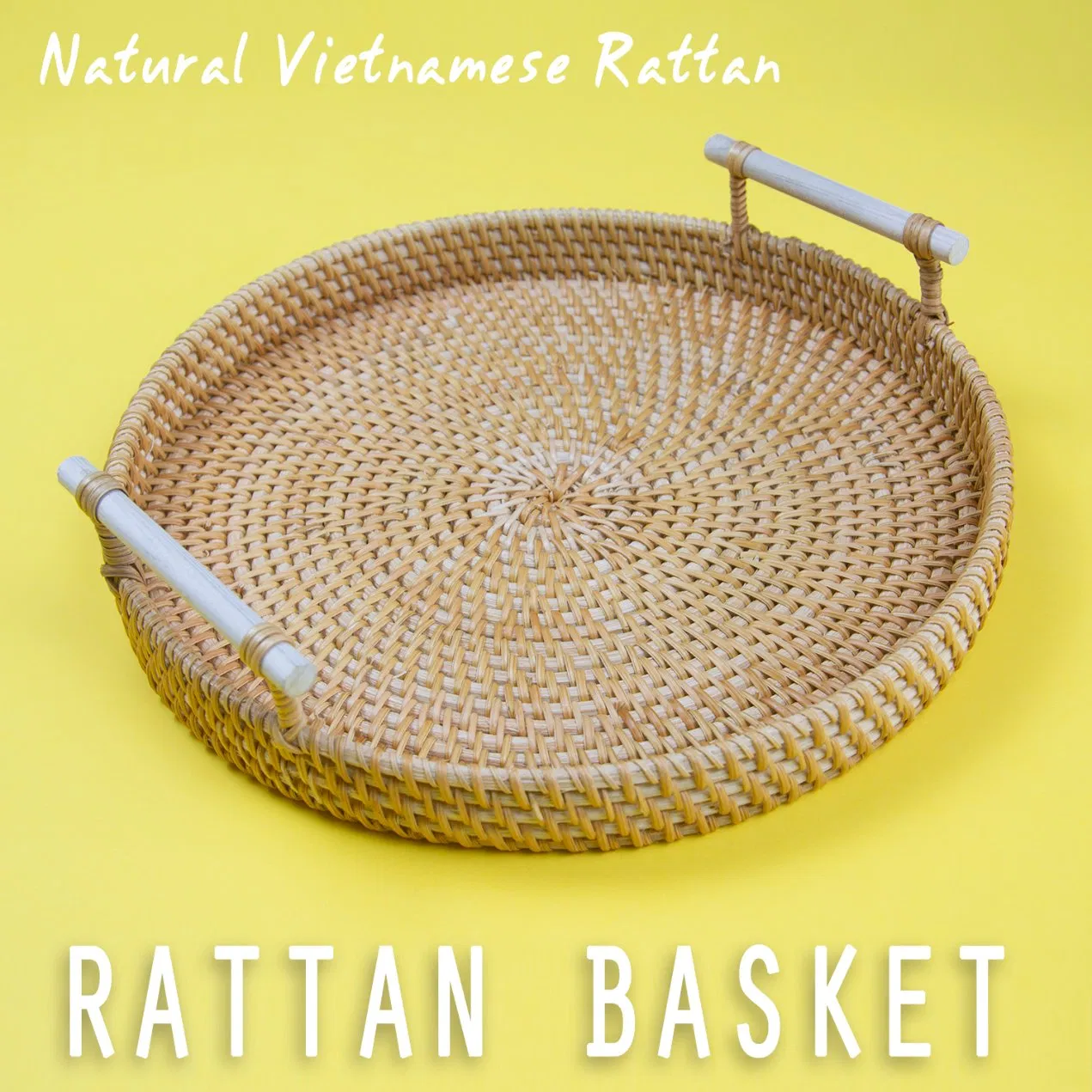 Round Tray Basket with Handles for Cracker Dinner Parties Coffee Table