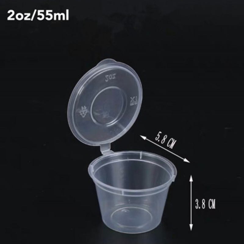 Disposable Plastic PP Customized 1oz to 6oz Sauce Cups with Lid