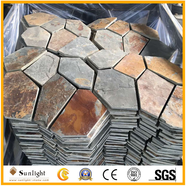 Natural Landscape Black/Rusty Slate Flagstone for Paving