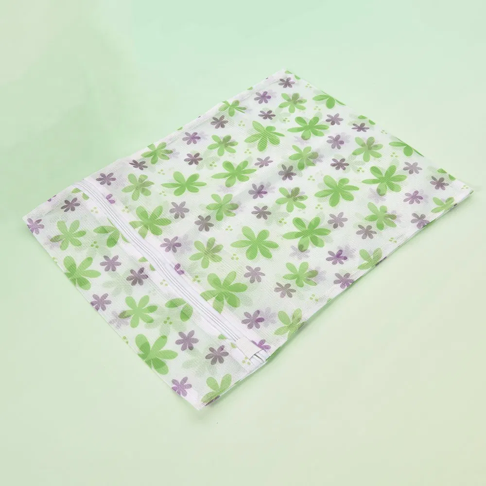 Printed Mesh Wash Bags with Zipper Travel Storage Laundry Bag