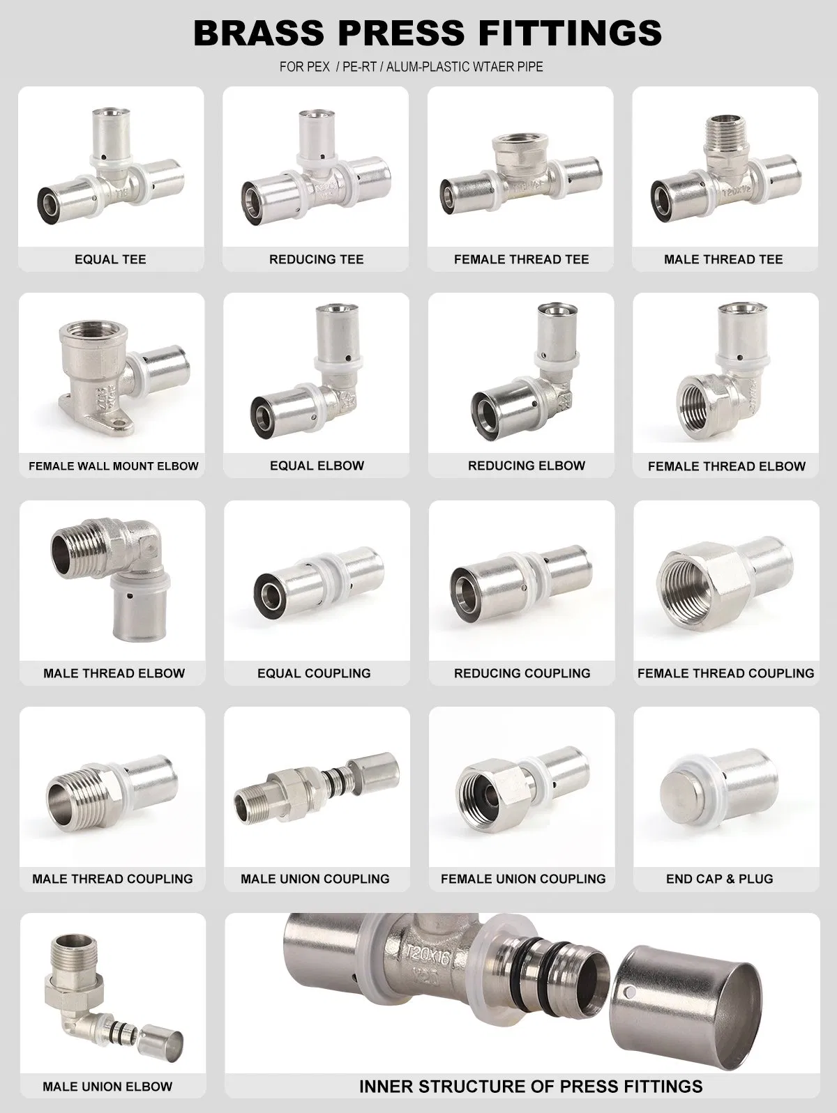 Hot Sale Brass Press Fitting for Pex Al Pex Pipe