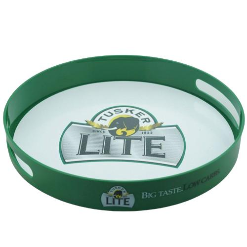 Custom Non-Skid Food Platter Non Slip Surface Round Plastic Tray for Cafeteria Bar Coffee Shop Hotel Tailed Lines