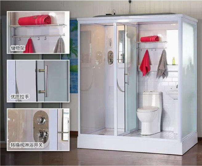 Luxury Sanitary Ware with White ABS Toilet Shower Cabin Bathroom Sets Cabinet Sink Combo Prefab Bathroom Toilet