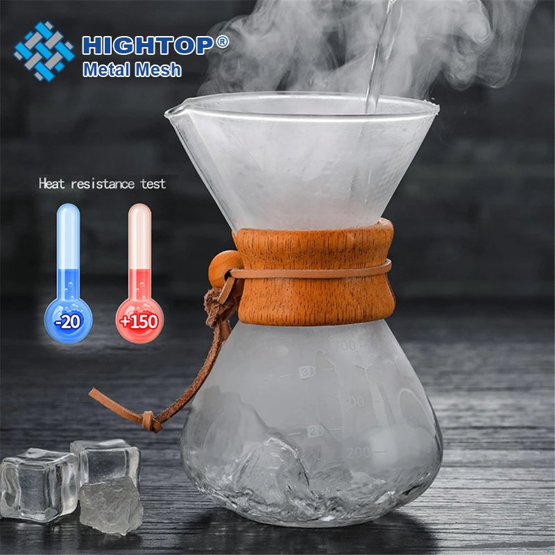 Heat Resistance Double Wall Pour Over Glass Coffee Pot with Stainless Steel Strainer