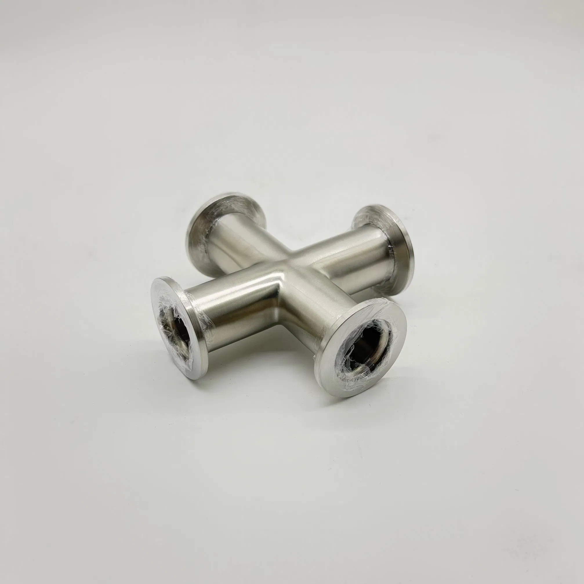 Sanitary Stainless Steel Vacuum Four Way Cross with Tri Clamp Ends