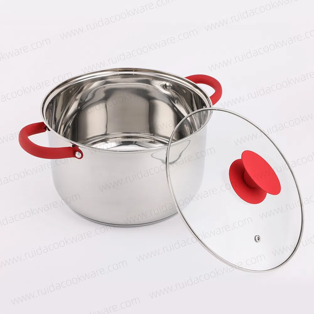 Kitchen Appliance Cooking Pot Soft Touch Handle Stainless Steel Cookware Set