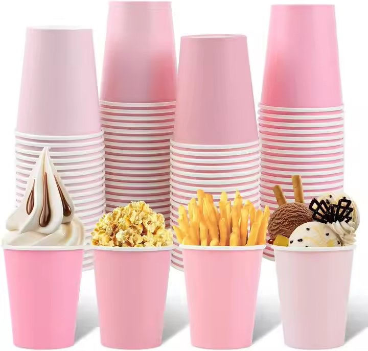 Ice-Cream Paper Cup PE Single Walls Packaging Ice-Cream Cup Containers with Lid.