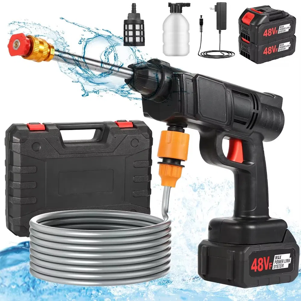 in Stock Car Washer High Pressure Portable Wash Gun 48vh Cordless Electric Cleaning Machine Lithium Battery Washer Spray Gun