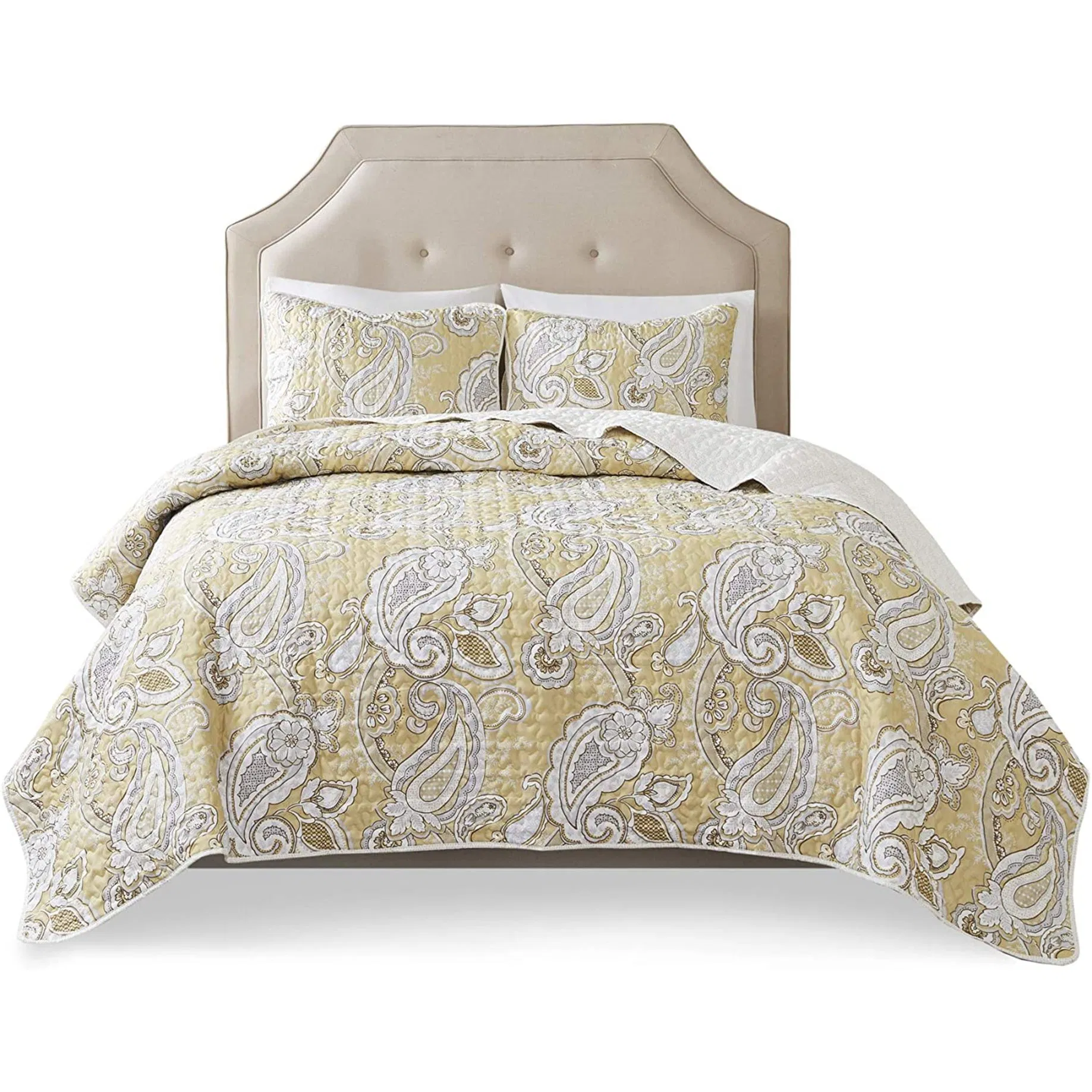 Vintage Quilt Floral Print Bedspread Reversible Coverlet Flower Quilts Leaves Bedspread Lightweight Yellow Floral Bedspread