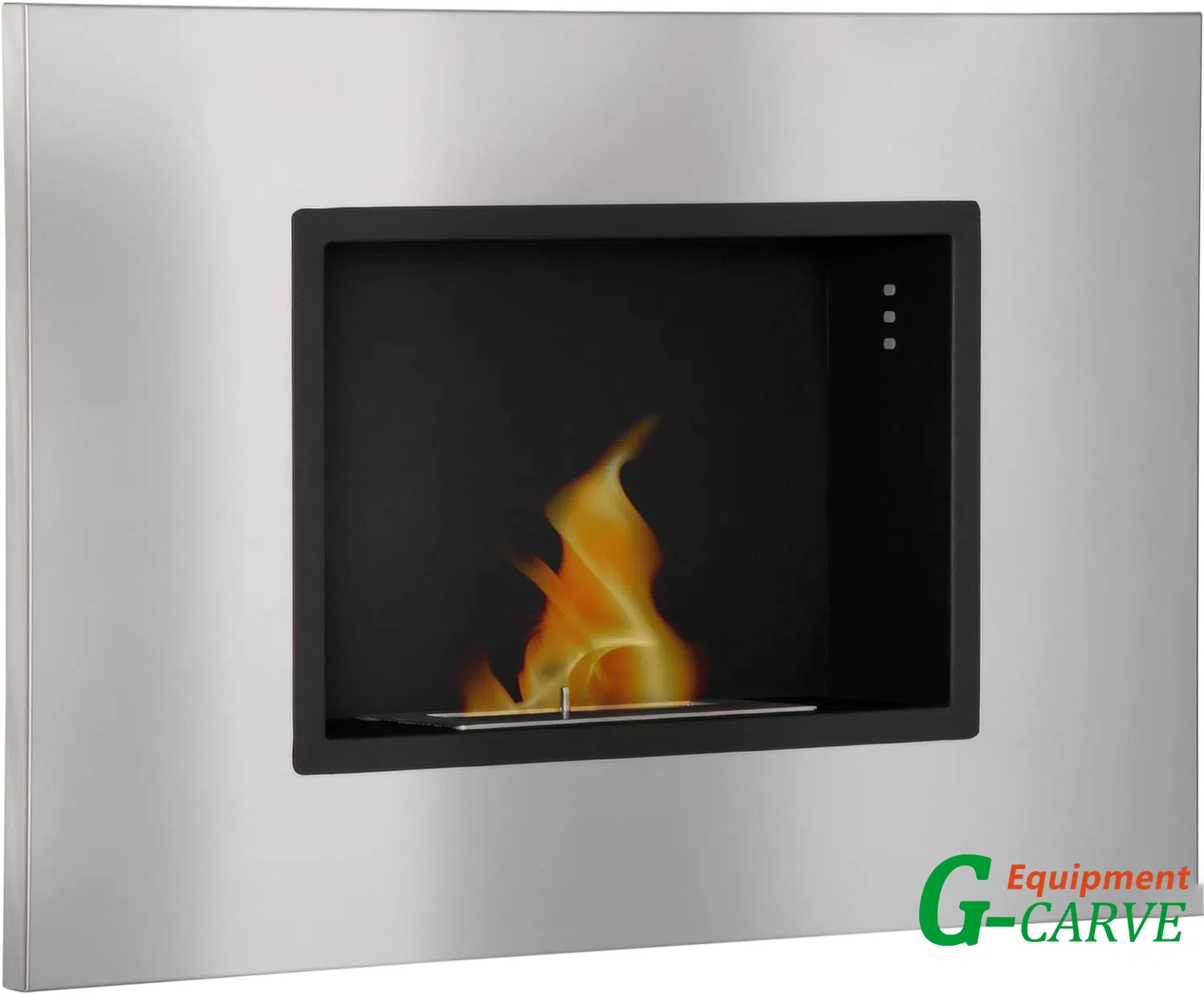 Bioethanol Fireplace Heater Wall Mounted Bio Ethanol Realistic Flame Effect Silver