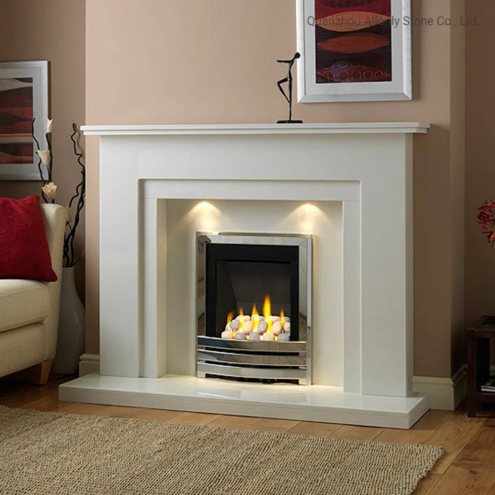 Modern Natural Stone Mantel White Limestone Fireplce for Indoor Decoration Design