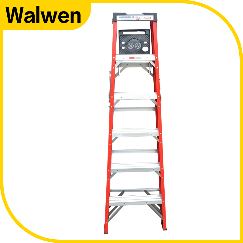 En131 Household&Domestic Fiberglass Foldable&Folding Tool Tray Ladder with 2*4 Step