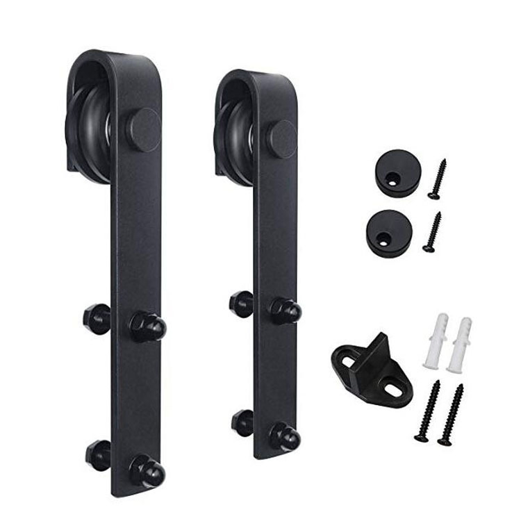 J-Shaped Barn Door Hanging Rail Hardware Accessories Set