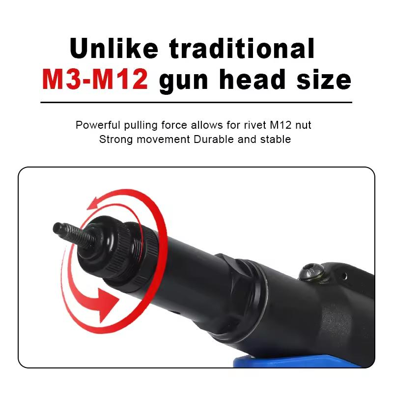 Rl-6312 New Durable Air Riveting Tool Powerful Pull Force Pneumatic Rivet Nut Gun for All Materials M3-M12
