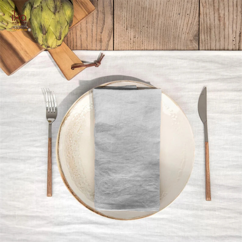 Party Decoration Beverage Logo Color Embroidery Custom Printed Lunch Personalized Dinner Linen Napkins with Hemstitch