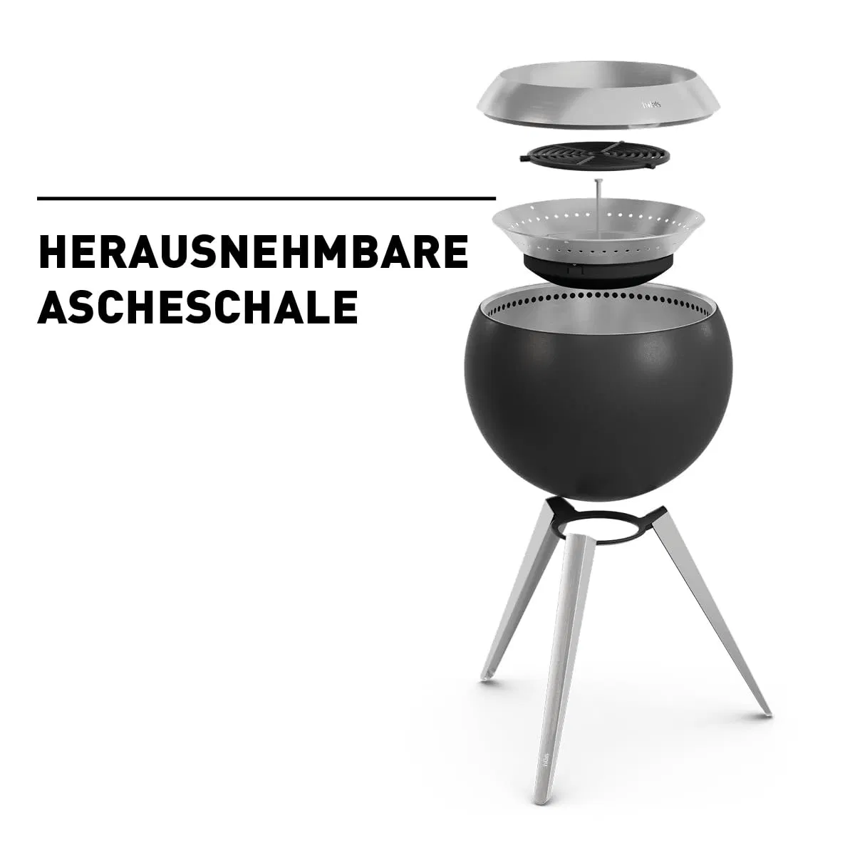 Smokeless Fire Bowl with High Base Made of Stainless Steel