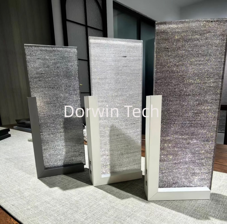 Ultra Thin Slim Hotel Bathroom Mesh Fabric Sandwich Glass Partition