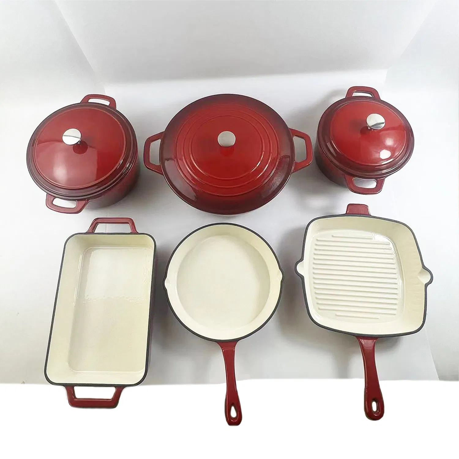 Enameled Cast Iron Cookware Set: Premium Cast Iron, Multi-Piece for Braising Frying Stylish Serving