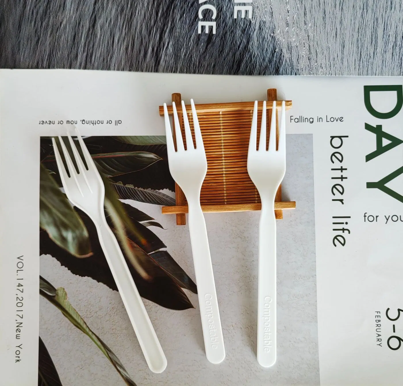 Eco Compostable Utensils Biodegradable PLA Cutlery Set Disposable Fork and Knife