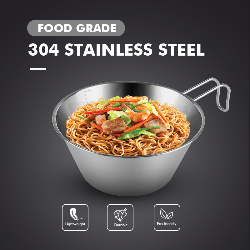 Korean Japan Outdoor 200/300/550ml Stainless Steel Camping Bowl Set