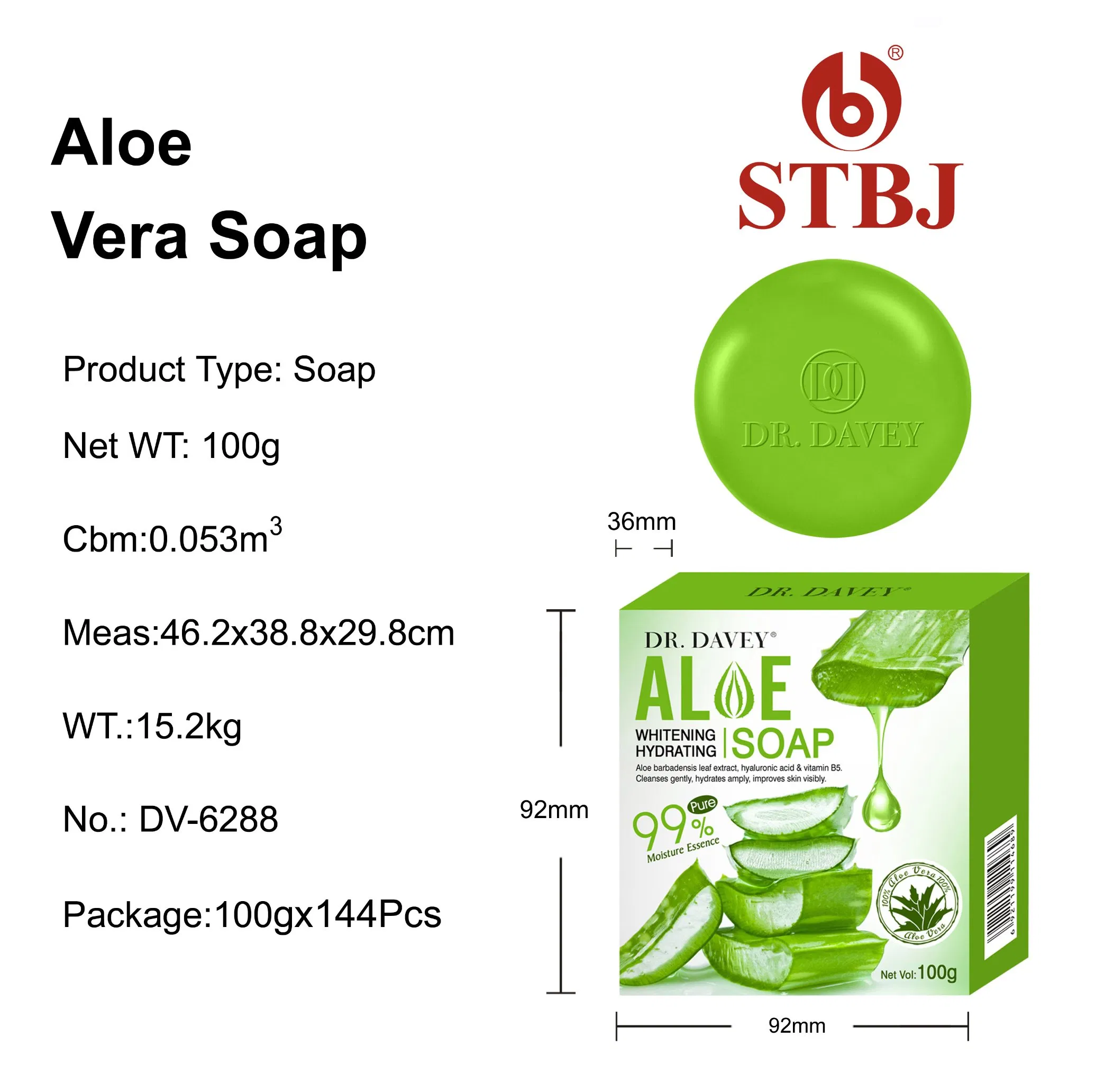Dr. Davey Smoothing Whitening Gentle Aloe Vera Cleaning Antiseptic Bar Green Exfoliating Soap