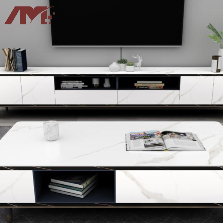 Living Room Black Table Slab Tiles Sintered Stone Marble