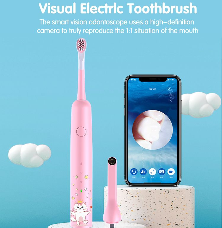 Jssan Smart APP Sonic Electric Toothbrush 15 Modes with Dental Intraoral Camera for Children