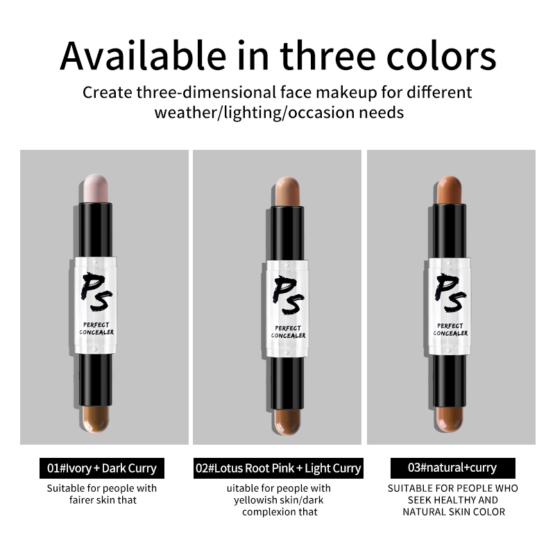 Face Makeup Waterproof Lasting Double Head Contouring Shadow Highlighter Concealer Stick