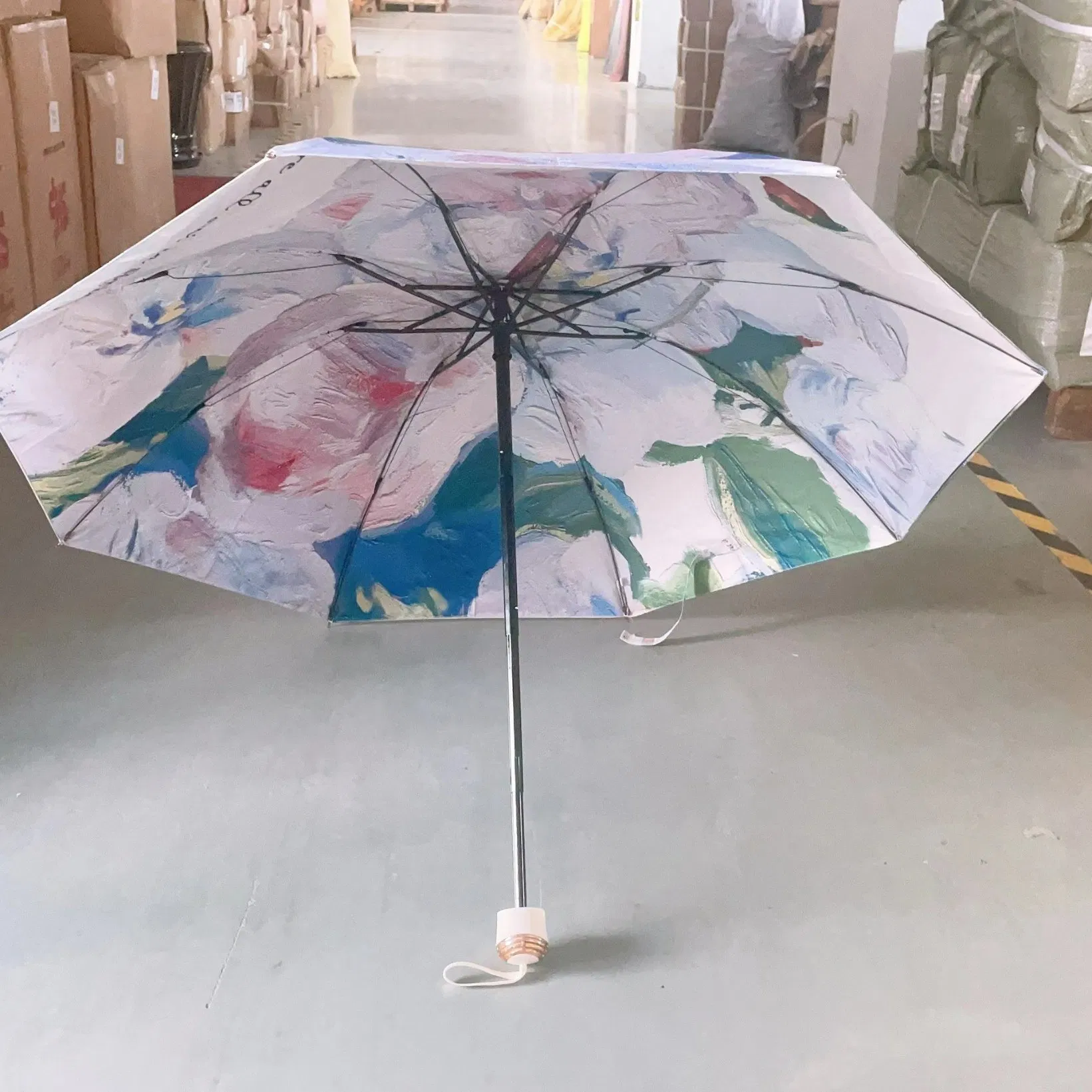 Складной зонт от солнца с деревянной ручкой и защитой от УФ