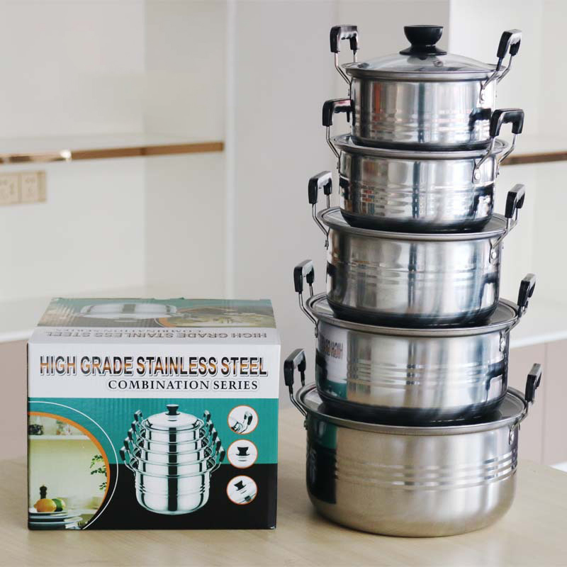 African Bestseller Soup Pot 7PC Nonstick Hard Anodized Cast Aluminum Cookware Set