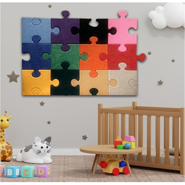 Custom Interlocking 3D Puzzle Floor Mat, Rainbow Puzzle Felt Mat for Home Decoration