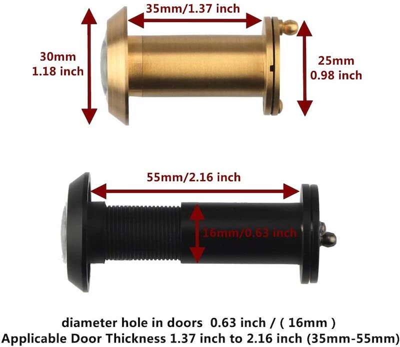 Zinc Alloy Stainless Steel Brass Plastic Degree 160/180/200 Door Eye Door Viewer