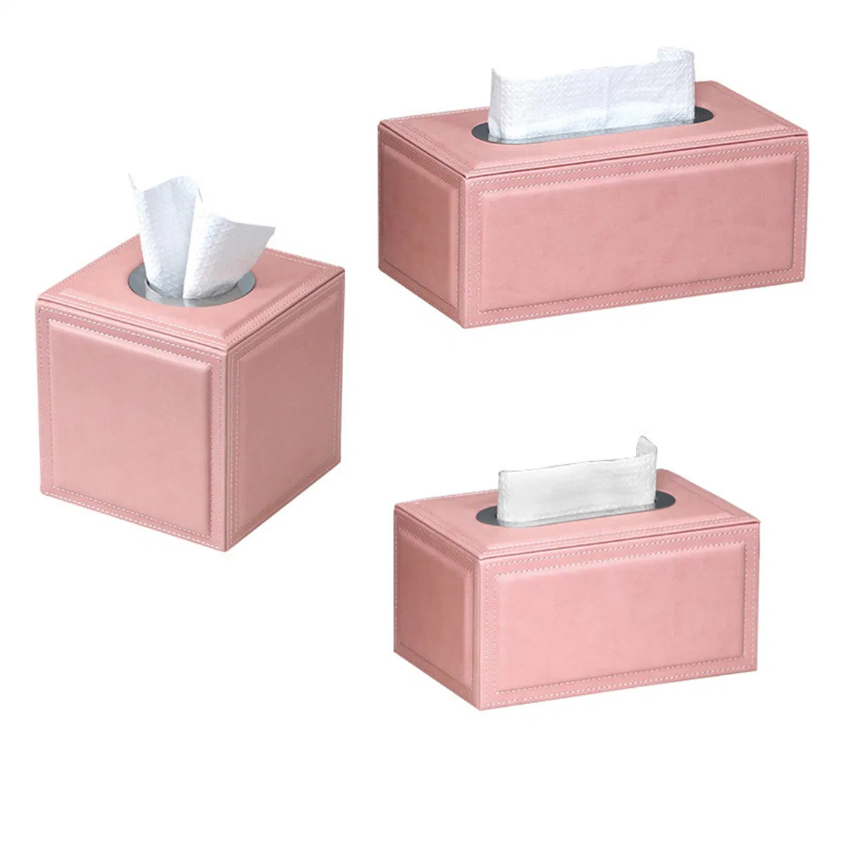 Factory Custom Logo Tissue Box Cover PU Leather Tissue Box