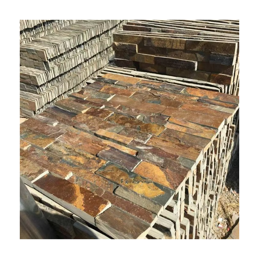 Slate Factory Supply Stone Exterior Wall Cladding Rusty Yellow Slate Culture Stone Tiles