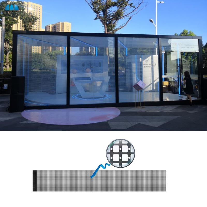 High Definition Indoor/Outdoor Fixed Creative Wall Advertising Holographic LED Screen Flexible Glass Adhesive Transparent LED Film Screen