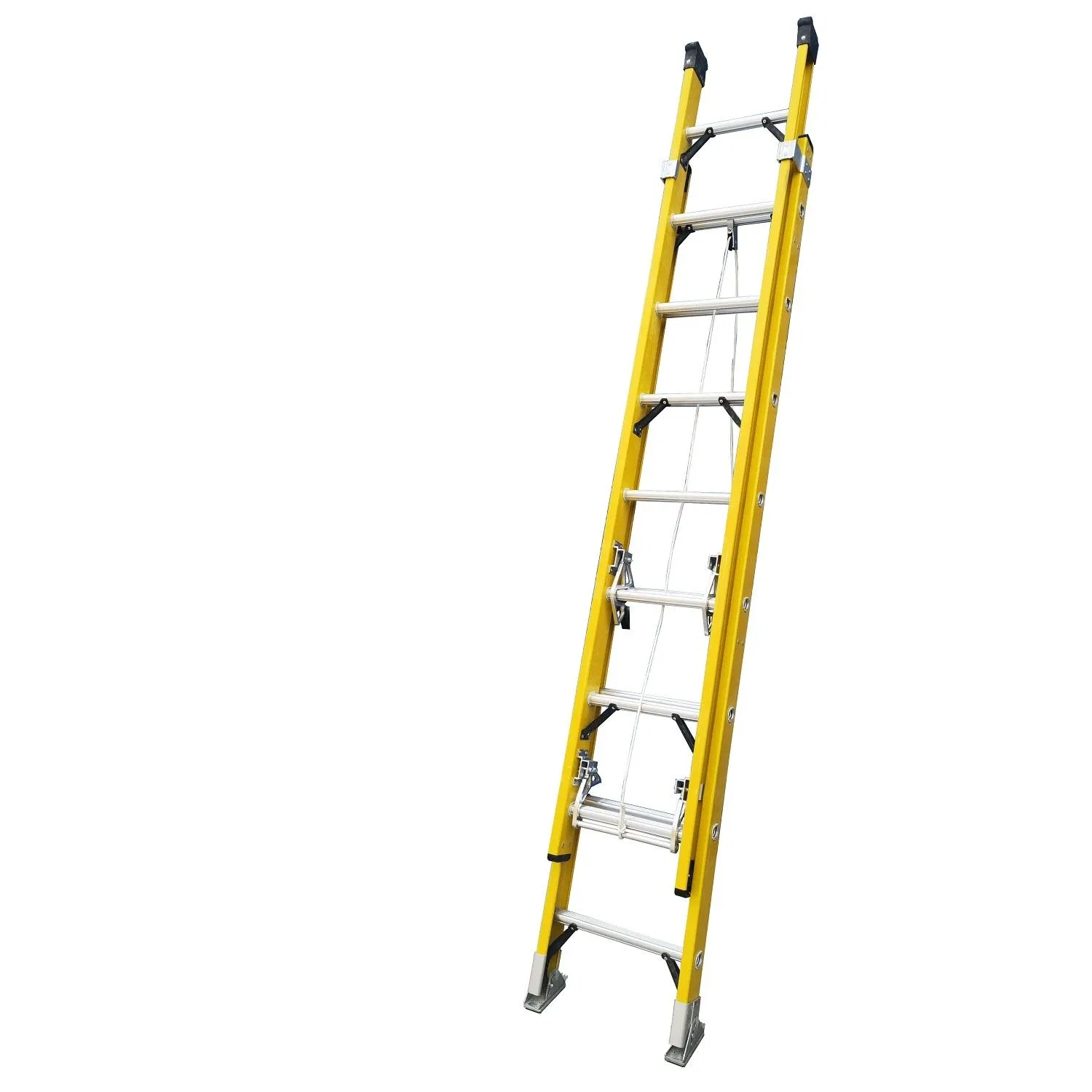 FRP Red Color Non-Conducting Fiberglass Insulated Extension Ladder for Electricity Work