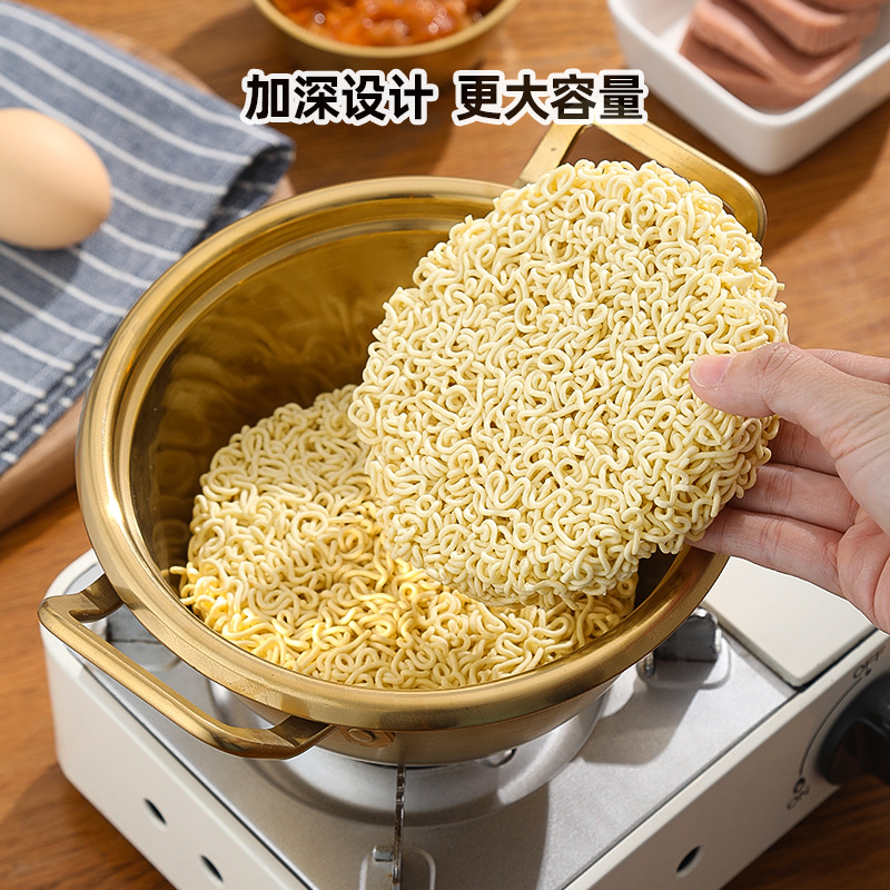 Stainless Steel Soup Pot Thickened Commercial Instant Noodle Double Ear Small Stockpot