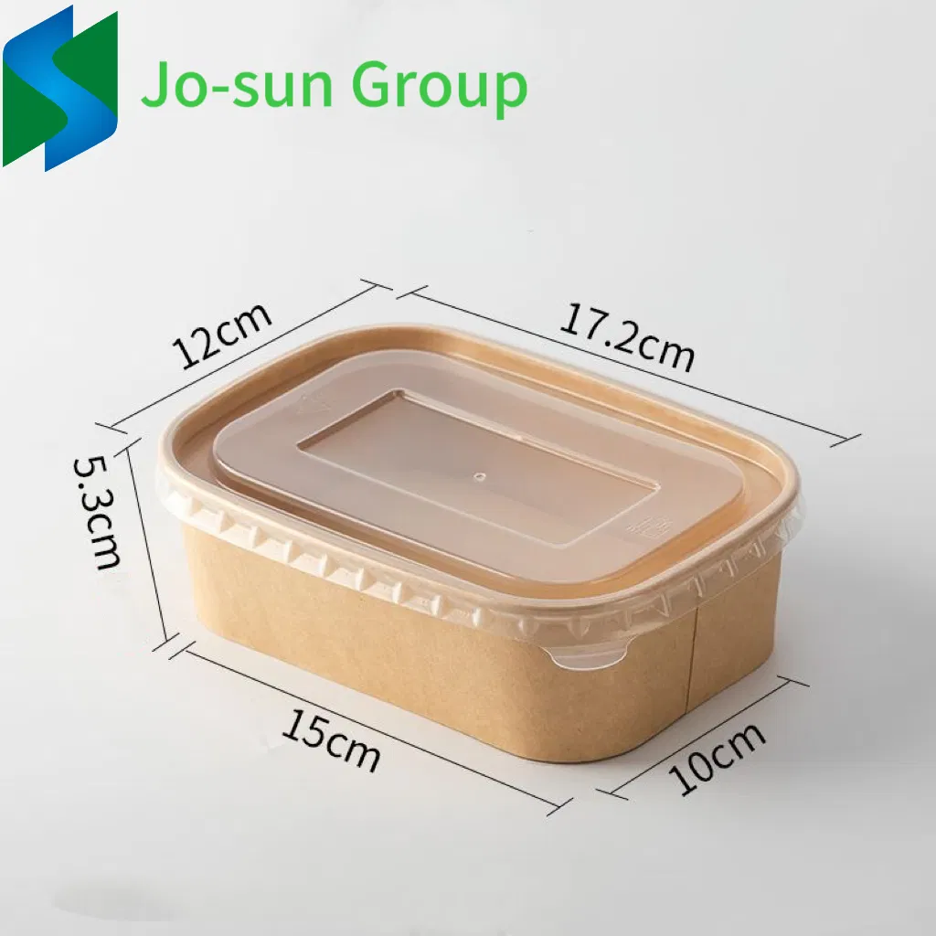 Hot Sale Food Grade Disposable Takeaway Fast Food Container Kraft Paper Rectangular Bowl