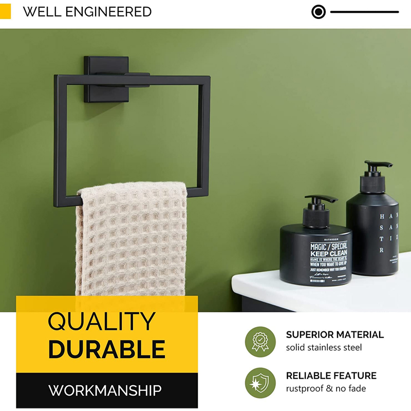 Stainless Steel Bathroom Square Hand Towel Ring