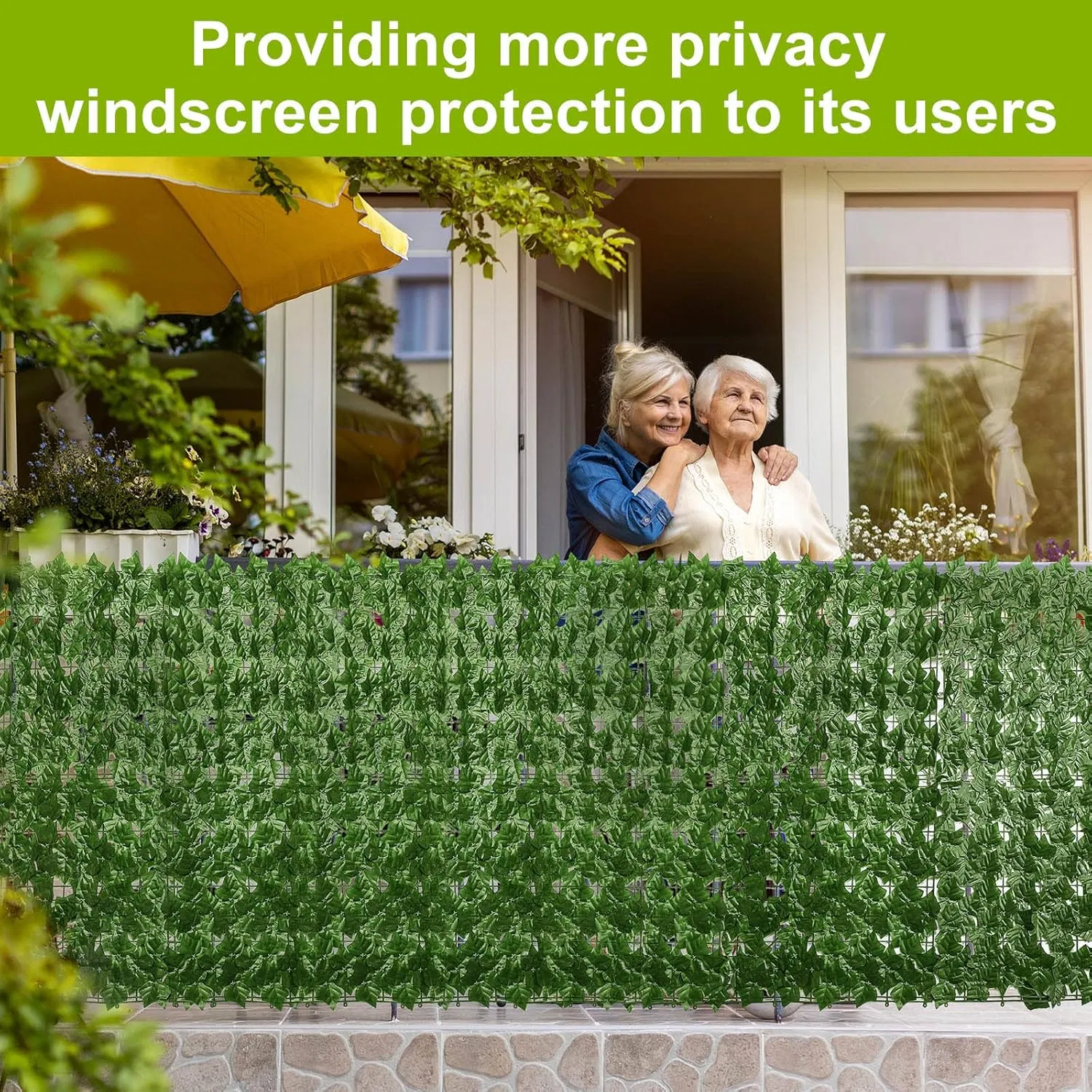 Factory Price Artificial Hedges IVY Leaves Privacy Wire Backing Green Wall Fence for Garden