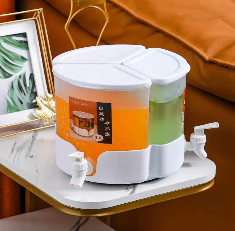 Capacity Plastic Cold Water Jug Kettle Ice Juice Beverages Tea Rotatable Cold Kettle Large Capacity with a Tap