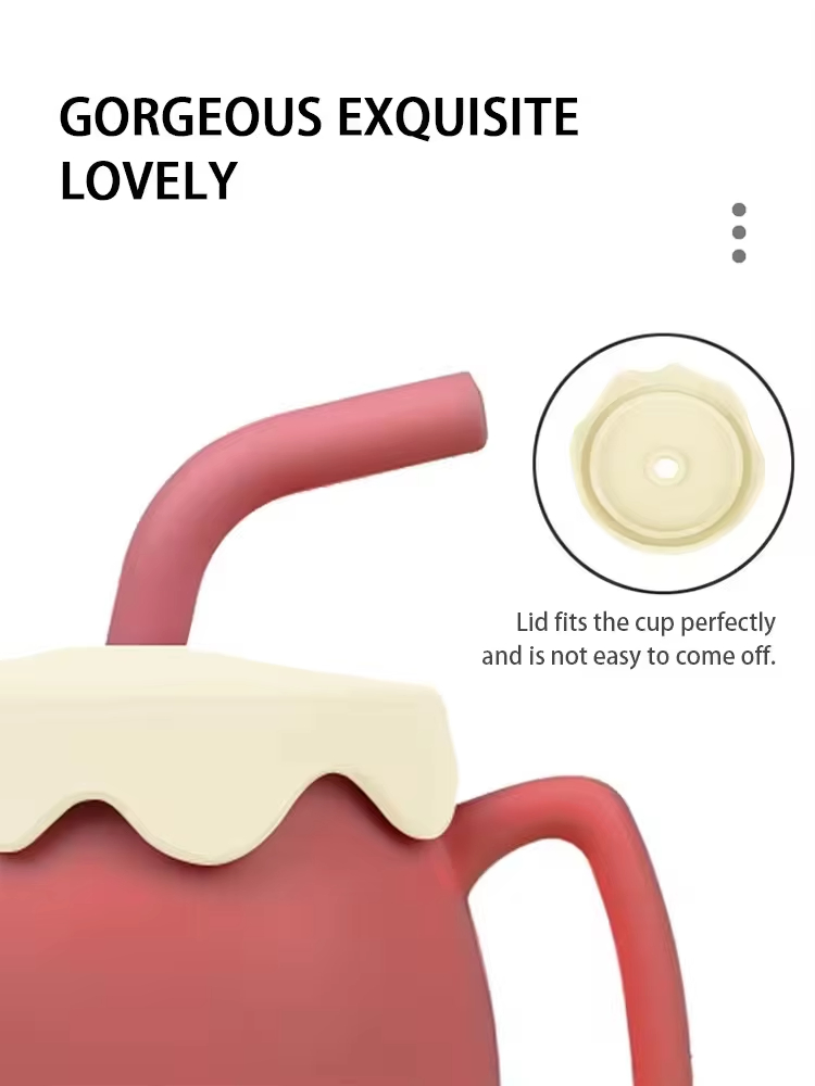 Silicone BPA Free Sippy Cup Lid Kids Leakproof Drinking Baby Toddler Silicone Cups with Straws Snack Lid Cup